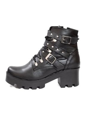 Botines Mujer Cuero Negro Ballerinas Roma