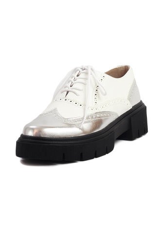 Zapato Oxford Gris Plata X Blanco Ballerinas Marlos Ballerinas