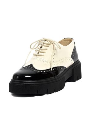 Zapato Oxford Negro X Beige Ballerinas Marlos