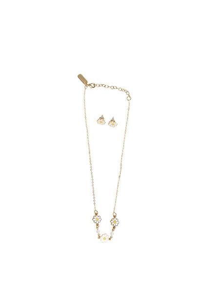 Kit De Cadena Y Aretes Para Niña Daisies Oro Bosi