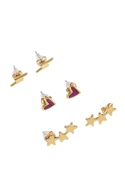 Kit De Aretes Para Niña Galaxy Oro Bosi