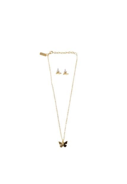 Kit De Cadena Y Aretes Para Niña Mour Oro Bosi