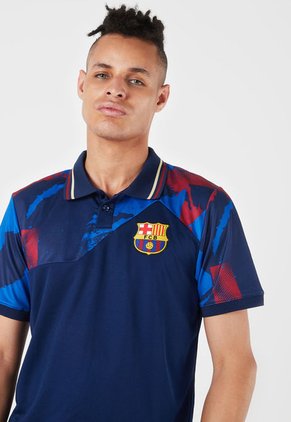 Camiseta Polo Azul-Rojo-Beige FC Barcelona