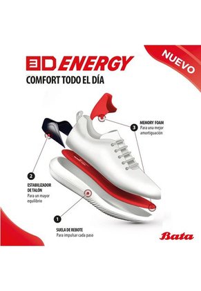 Tenis Casuales Negro Bata 3D Energy Fitter Cor Energy Hombre