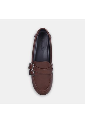 Mocasines Para Mujer Bata Café Oscuro Virginia Flat