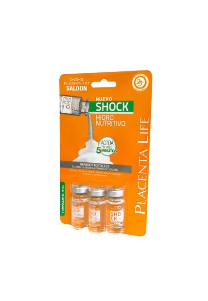 Ampolleta Capilar Placenta Life Shock Hidro Nutritivo  10ml X 3Unidades