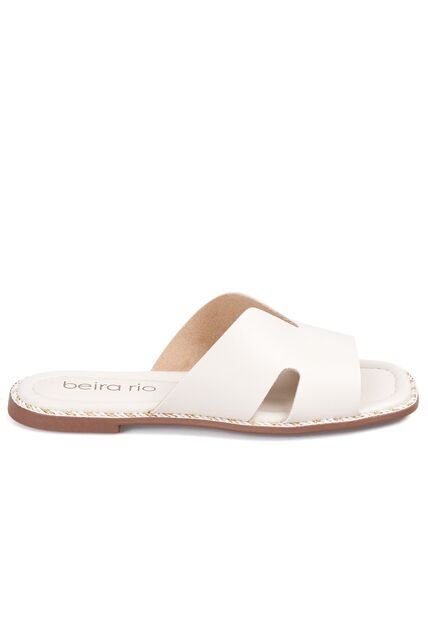 Sandalia Plana Slide Casual Blanco-Marfil Beira Rio