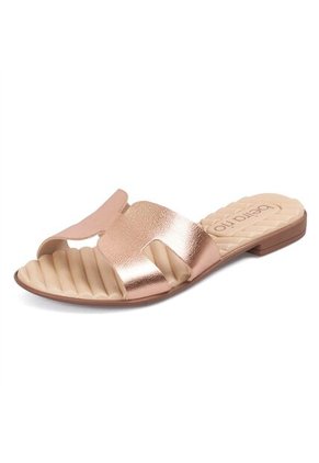 Sandalia Plana Slide Casual Oro Rosa Beira Rio