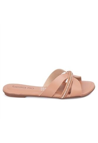 Sandalia Plana Flat Casual Café-Nude-Cristal Beira Rio Beira Rio