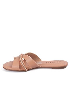 Sandalia Plana Flat Casual Café-Nude-Cristal Beira Rio