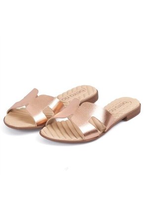 Sandalia Plana Slide Casual Oro Rosa Beira Rio