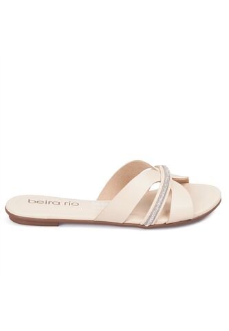 Sandalia Plana Flat Casual Blanco-Crema-Cristal Beira Rio Beira Rio