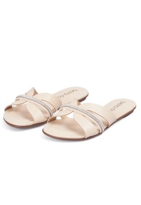 Sandalia Plana Flat Casual Blanco-Crema-Cristal Beira Rio