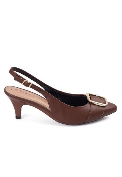 Tacon Bajo Café-Coñac Dorado Slingback Beira Rio