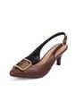 Tacon Bajo Café-Coñac Dorado Slingback Beira Rio de Beira Rio