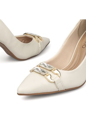 Tacon Stiletto Alto Marfil Beira Rio