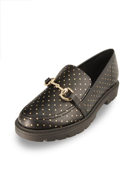 Mocasín Negro Dorado Beira Rio