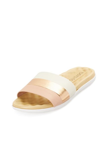 Sandalia Plana Marfil-Oro Rosa- Rosa Beira Rio