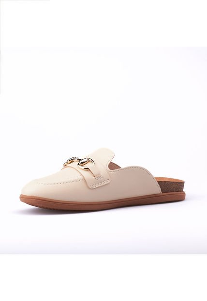 Zueco Blanco Dorado Beira Rio