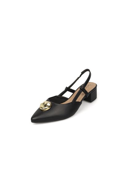 Tacon Bajo Cuadrado Slingback Negro Beira Rio