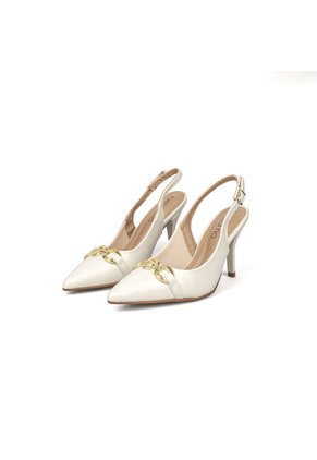 Tacon Alto Slingback Marfil Dorado Beira Rio