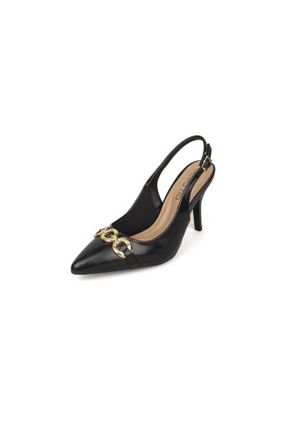 Tacon Alto Slingback Negro Napa Beira Rio