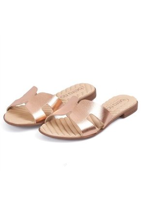Sandalia Plana Slide Casual Oro Rosa Beira Rio