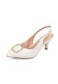 Tacon Bajo Blanco-Marfil Dorado Slingback Beira Rio de Beira Rio