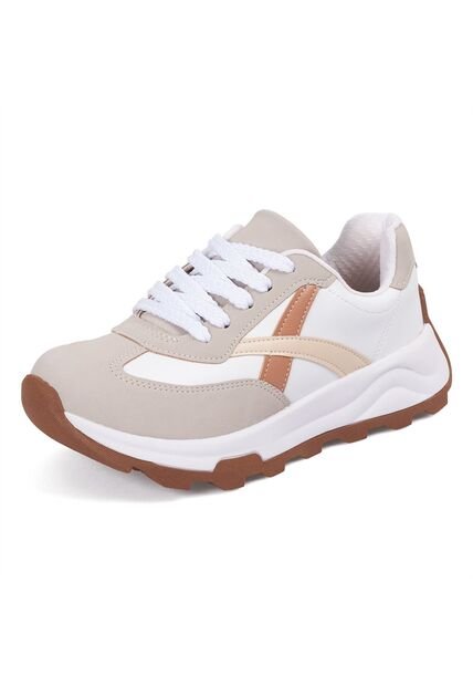 Tenis LifeStyle Blanco-Gris Athleisure Beira Rio