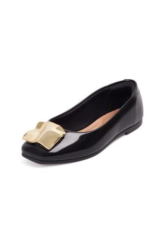 Baleta Casual Negro-Dorado Beira Rio Beira Rio
