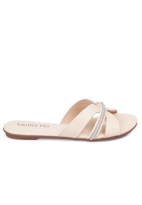 Sandalia Plana Flat Casual Blanco-Crema-Cristal Beira Rio