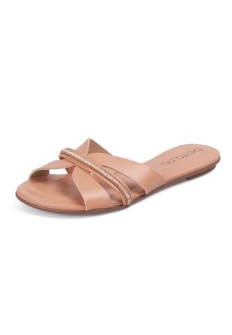 Sandalia Plana Flat Casual Café-Nude-Cristal Beira Rio Beira Rio