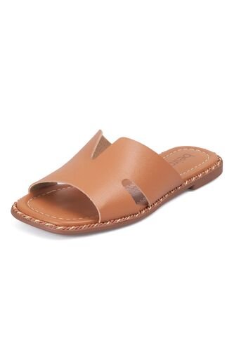 Sandalia Plana Slide Casual Café-Camel Beira Rio Beira Rio