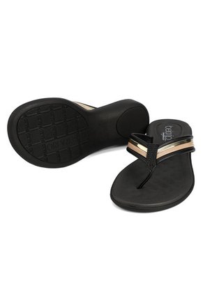Sandalia Plana Negro-Blanco Beira Rio