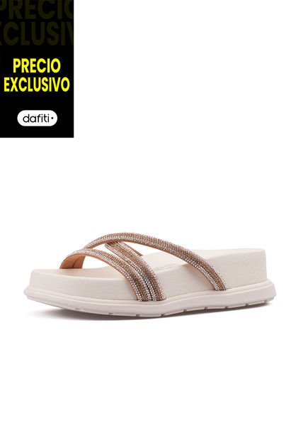 Sandalia Plana Line Marfil-Cristal Beira Rio