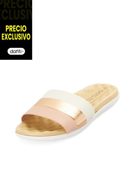 Sandalia Plana Marfil-Oro Rosa- Rosa Beira Rio