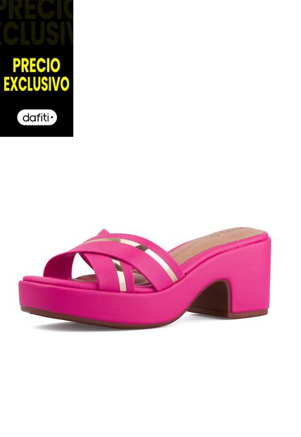 Sandalia Plataforma Fucsia-Plata Beira Rio