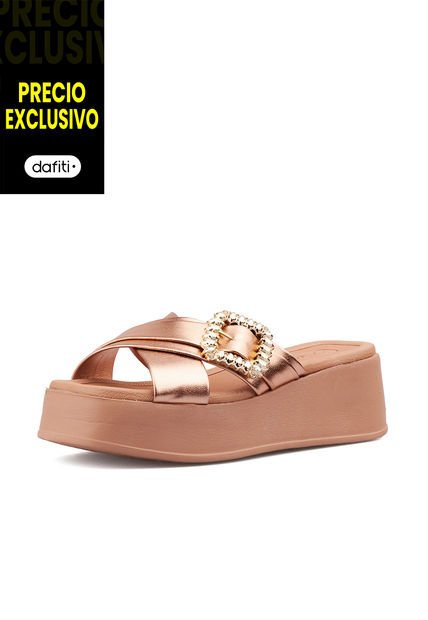 Sandalia Plataforma Oro Rosa Beira Rio
