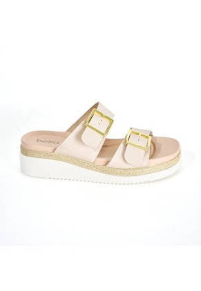 Price Shoes Plataformas Doble Hebilla Mujer 0228575-101BEIGE