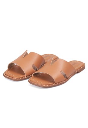 Sandalia Plana Slide Casual Café-Camel Beira Rio
