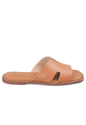 Sandalia Plana Slide Casual Café-Camel Beira Rio