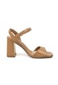 Sandalia Tacon Alto Cuadrado Napa Madri Show Camel Beira Rio de Beira Rio