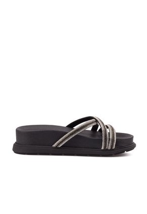 Sandalia Plana Line Negro-Cristal Beira Rio
