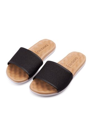 Sandalia Plana Negro Gliter Beira Rio