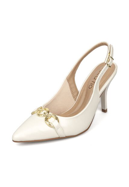 Tacon Alto Slingback Marfil Dorado Beira Rio