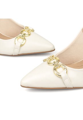 Tacon Alto Slingback Marfil Dorado Beira Rio