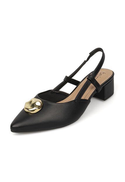 Tacon Bajo Cuadrado Slingback Negro Beira Rio