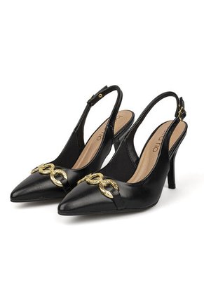 Tacon Alto Slingback Negro Napa Beira Rio