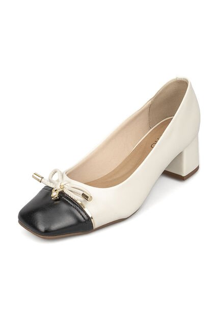 Tacon Medio Cuadrado Blanco-Negro Beira Rio