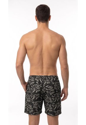 Bermuda De Playa Negra Sublimada Para Hombre